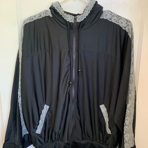 Black Jacket with Gray Lace Trim